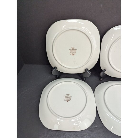 Sango Quadrille Pinwheel Pink 5206 Square 7 9/16" Salad Plate Set of 4 - Picture 6 of 9